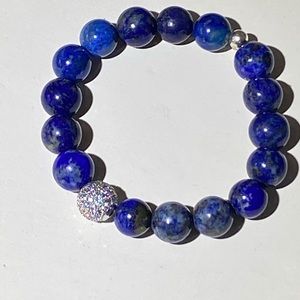 Real lapis lazuli beads with sterling and cz bead